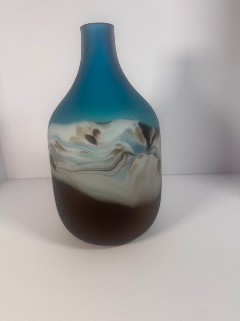 Brown and blue Ombre glass vase